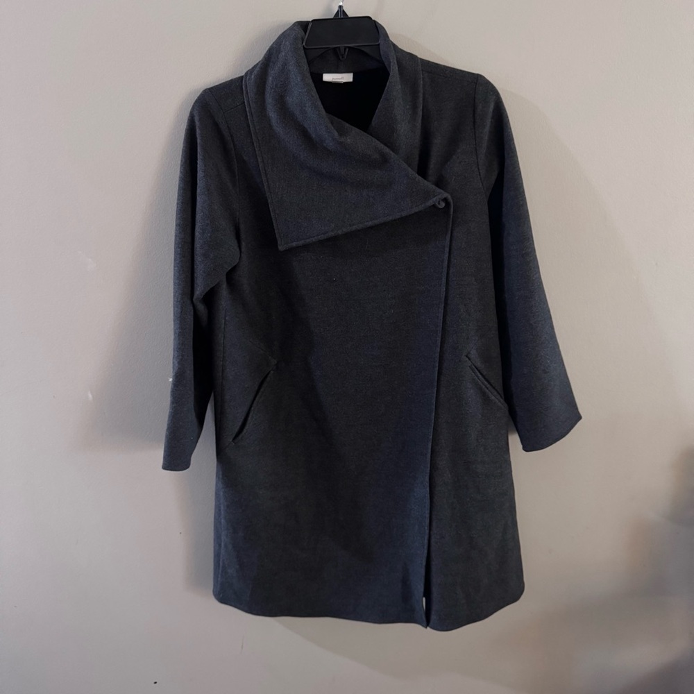 Pure Jill Asymmetrical Wrap Coat Women’s Small Gray Soft Knit